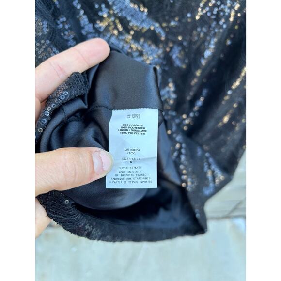 ABS Alan Schwartz sparkly sequin black strapless mini dress, sz 6 - Picture 4 of 6
